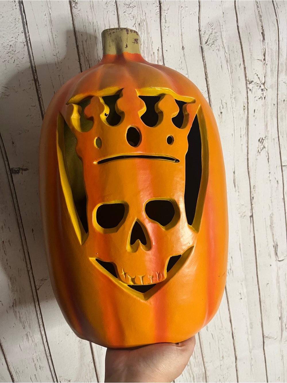 Halloween Jack-o-Lantern Skull King Crown Pumpkin 16" Tall